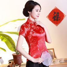 Load image into Gallery viewer, Mandarin Collar Floral Brocade Chinese Shirt
