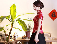 Load image into Gallery viewer, Mandarin Collar Floral Brocade Chinese Shirt
