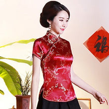 Load image into Gallery viewer, Mandarin Collar Floral Brocade Chinese Shirt
