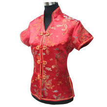 Load image into Gallery viewer, V Neck Dragon &amp; Phoenix Pattern Brocade Chinese Shirt
