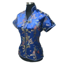 Muatkan imej ke dalam penonton Galeri, V Neck Dragon &amp; Phoenix Pattern Brocade Chinese Shirt
