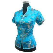 Load image into Gallery viewer, V Neck Dragon &amp; Phoenix Pattern Brocade Chinese Shirt
