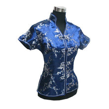 Load image into Gallery viewer, Short Sleeve V Neck Brocade Floral Chinese Shirt
