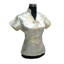 Load image into Gallery viewer, Short Sleeve V Neck Brocade Floral Chinese Shirt
