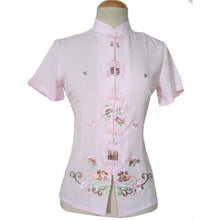 Load image into Gallery viewer, Mandarin Collar Floral Embroidery Silk Blend Chinese Shirt
