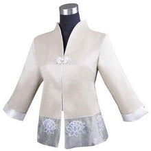 Muatkan imej ke dalam penonton Galeri, 3/4 Sleeve V Neck Frog Button Taffeta Chinese Jacket
