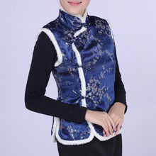 Muatkan imej ke dalam penonton Galeri, Floral Brocade Chinese Waistcoat with Fur Edge
