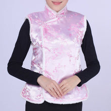 Load image into Gallery viewer, Floral Brocade Chinese Waistcoat with Fur Edge
