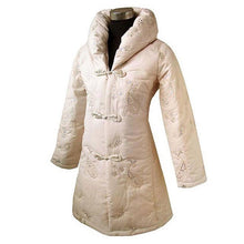 Load image into Gallery viewer, Taffeta Chinese Style Down Coat with Floral Embroidery &amp; Sequins
