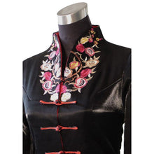 Load image into Gallery viewer, Taffeta V Neck Floral Embroidery Chinese Jacket
