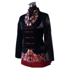 Load image into Gallery viewer, Taffeta V Neck Floral Embroidery Chinese Jacket
