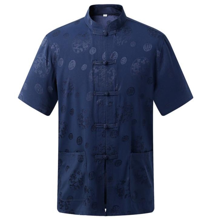 Short Sleeve Silk Blend Chinese Kung Fu Shirt