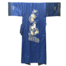 Muatkan imej ke dalam penonton Galeri, Reversible Dragon Embroidery Silk Blend Sleepwear Bathrobe
