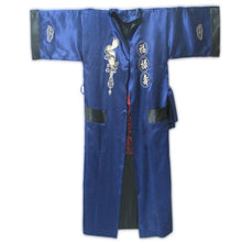 Muatkan imej ke dalam penonton Galeri, Reversible Dragon Embroidery Silk Blend Sleepwear Bathrobe
