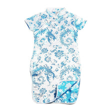 Muatkan imej ke dalam penonton Galeri, Short Sleeve Paisley Pattern Brocade Kid&#39;s Cheongsam Qipao Dress
