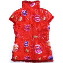 Muatkan imej ke dalam penonton Galeri, Sleeveless Fur Edge Chinese Style Floral Kid&#39;s Waistcoat
