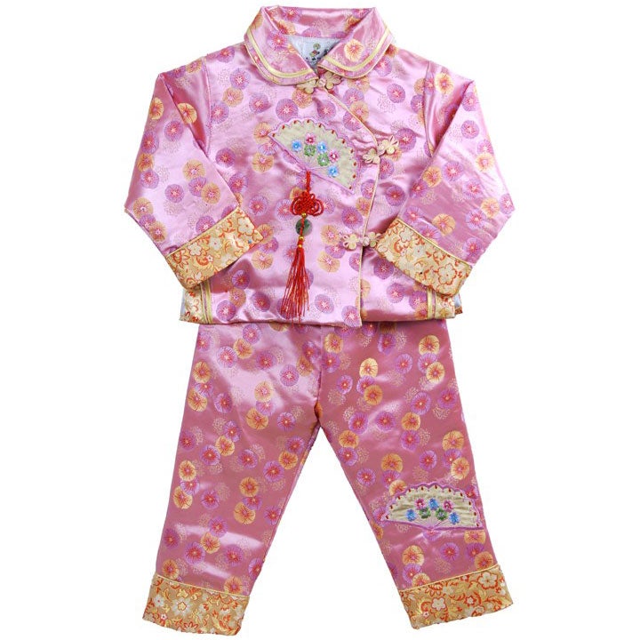 Long Sleeve Auspicious Pattern Brocade Girl's Suit