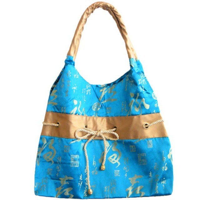 Calligraphy Pattern Brocade Chinese Hobo Bag