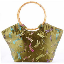 Load image into Gallery viewer, Dragonflies Pattern Brocade Tote Bag
