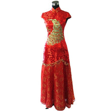 Muatkan imej ke dalam penonton Galeri, Phoenix Appliques &amp; Sequins Lace Skirt Chinese Wedding Dress
