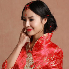 Muatkan imej ke dalam penonton Galeri, 3/4 Sleeve Stand Collar Brocade Chinese Wedding Suit
