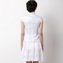 Load image into Gallery viewer, Floral Embroidery Mandarin Collar Cheongsam Top Chinese Dress
