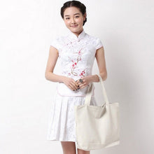 Load image into Gallery viewer, Floral Embroidery Mandarin Collar Cheongsam Top Chinese Dress
