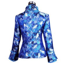 Load image into Gallery viewer, Geisha Faces Pattern Brocade Chinese Jacket with Butterfly Button
