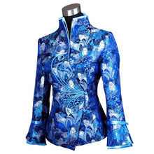 Load image into Gallery viewer, Geisha Faces Pattern Brocade Chinese Jacket with Butterfly Button
