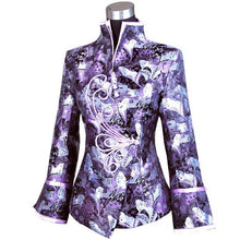 Load image into Gallery viewer, Geisha Faces Pattern Brocade Chinese Jacket with Butterfly Button
