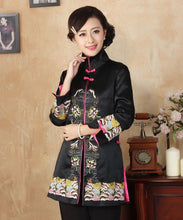 Muatkan imej ke dalam penonton Galeri, Stand Collar Floral Embroidery Silk Blend Chinese Wind Coat
