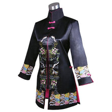 Muatkan imej ke dalam penonton Galeri, Stand Collar Floral Embroidery Silk Blend Chinese Wind Coat
