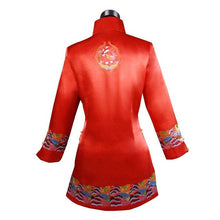 Load image into Gallery viewer, Stand Collar Floral Embroidery Silk Blend Chinese Wind Coat
