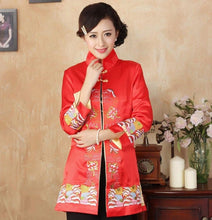 Load image into Gallery viewer, Stand Collar Floral Embroidery Silk Blend Chinese Wind Coat
