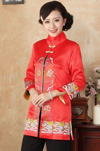 Load image into Gallery viewer, Stand Collar Floral Embroidery Silk Blend Chinese Wind Coat
