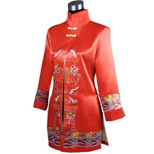 Muatkan imej ke dalam penonton Galeri, Stand Collar Floral Embroidery Silk Blend Chinese Wind Coat
