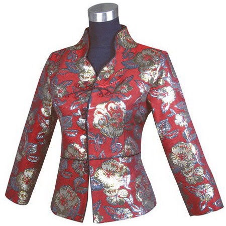 Spider Button Gilded Flowers Brocade Chinese Jacket