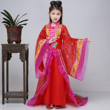 Muatkan imej ke dalam penonton Galeri, Floral Embroidery Kid&#39;s Chinese Princess Costume of Tang Dynasty
