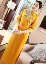 Load image into Gallery viewer, 3/4 Sleeve Auspicious Embroidery Cheongsam Chinese Dress
