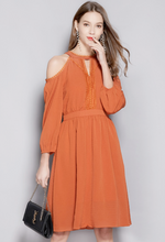 Load image into Gallery viewer, Rowena Off-Shoulder Chiffon Dress
