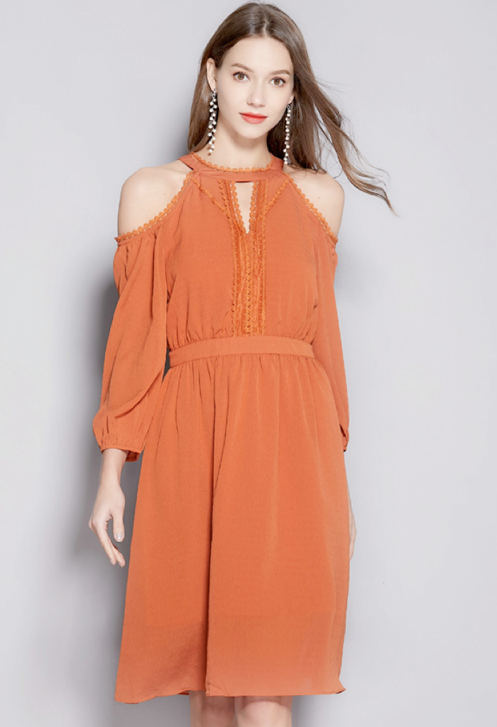 Rowena Off-Shoulder Chiffon Dress