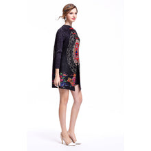 Load image into Gallery viewer, Long Sleeve Knee Length Floral Chinese Style Wind Coat with Strap Buttons
