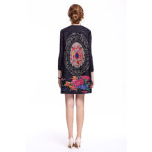 Load image into Gallery viewer, Long Sleeve Knee Length Floral Chinese Style Wind Coat with Strap Buttons
