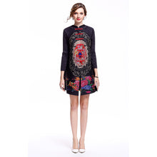 Load image into Gallery viewer, Long Sleeve Knee Length Floral Chinese Style Wind Coat with Strap Buttons
