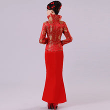 Load image into Gallery viewer, Stand Collar Mandarin Sleeve Mermaid Chinese Wedding Dress
