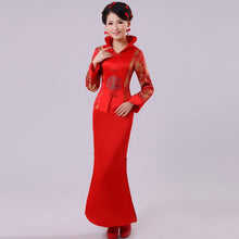 Load image into Gallery viewer, Stand Collar Mandarin Sleeve Mermaid Chinese Wedding Dress
