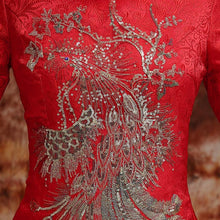 Load image into Gallery viewer, Phoenix Sequins &amp; Embroidery Tulle Skirt Chinese Wedding Party Dress
