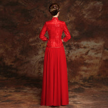 Muatkan imej ke dalam penonton Galeri, Brocade Top Chiffon Skirt Chinese Wedding Party Dress
