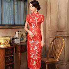 Muatkan imej ke dalam penonton Galeri, Paisley Pattern Brocade Traditional Cheongsam Chinese Wedding Dress
