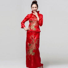 Muatkan imej ke dalam penonton Galeri, Phoenix Sequins 3/4 Sleeve Chinese Wedding Party Dress
